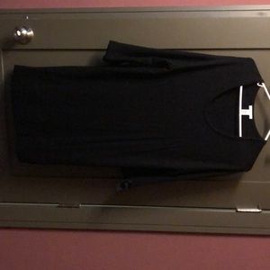 Black t-shirt like dress with mid length sleeves with bows